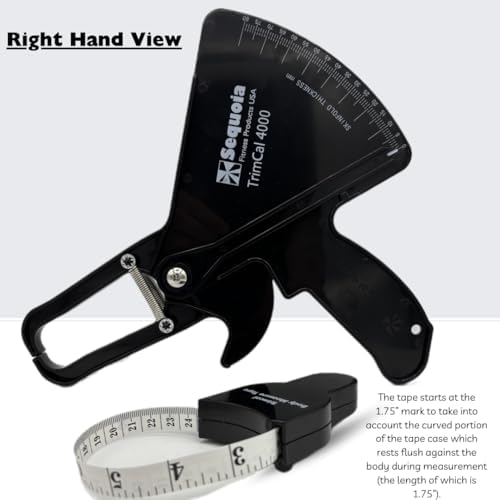 Calibrador de Grasa Corporal Sequoia Trimcal 4000 con Cinta Métrica - Precisión (Diseño Doble Cara) para Seguimiento Fitness - Color Negro - imagen 3