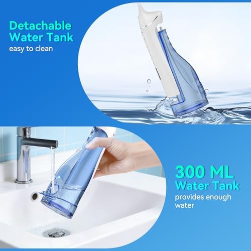 Hilo Dental Portátil Recargable IPX7, Irrigador Oral con 4 Modos y 5 Puntas, 300ml - Ideal para Brackets y Encías Sensibles, Uso en Casa y Viajes - imagen 3