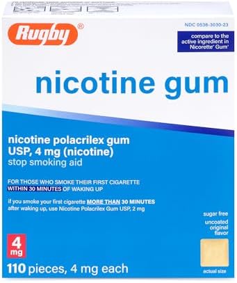 Chicles de Nicotina Rugby Polacrilex 4mg - Sabor Original, Ayuda para Dejar de Fumar y Vapear, Sin Azúcar, 110 Piezas (1 Paquete) - imagen 1