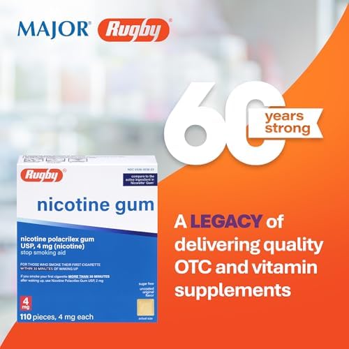 Chicles de Nicotina Rugby Polacrilex 4mg - Sabor Original, Ayuda para Dejar de Fumar y Vapear, Sin Azúcar, 110 Piezas (1 Paquete) - imagen 2