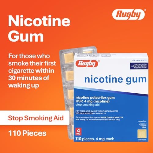 Chicles de Nicotina Rugby Polacrilex 4mg - Sabor Original, Ayuda para Dejar de Fumar y Vapear, Sin Azúcar, 110 Piezas (1 Paquete) - imagen 3