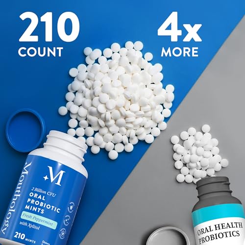 Mouthology Probióticos Orales para Mal Aliento con Xilitol (210 Mentas), Probioticos Dentales, Tratamiento para Mal Aliento y Encías - imagen 2