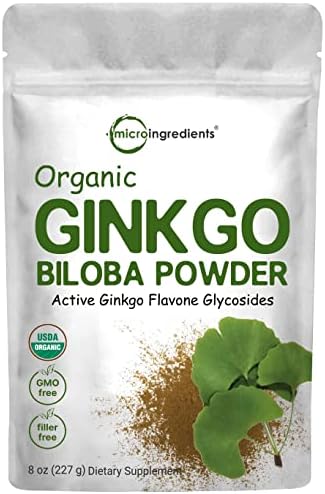 Extracto en Polvo de Ginkgo Biloba Orgánico Micro Ingredients, 8oz | Suplemento Herbal No Transgénico y Vegano para Hombres y Mujeres - imagen 1