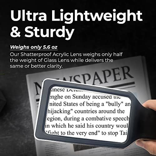 Lupa Magnipros Patente 3X Grande con Luz | 3 Modos de Luz de Color | Lente Antirreflejo y LEDs Regulables | Ideal para Leer y Inspección - Perfecta - imagen 5