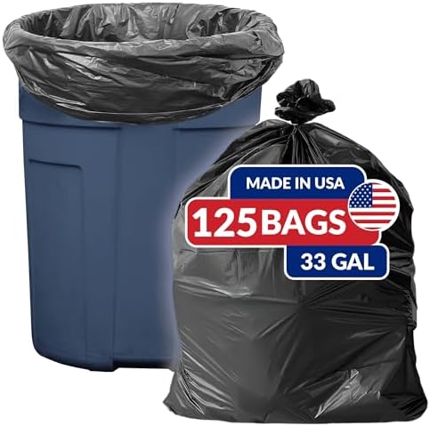 Bolsas de Basura Reli. SuperValue de 33 Galones | Paquete de 125 | Hechas en EE. UU. | Resistente | Bolsas Negras Multiusos - imagen 1