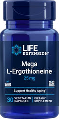 Life Extension Mega L-Ergothioneine 25 mg, Aminoácido Antioxidante para el Envejecimiento Saludable, Libre de Gluten, No GMO, Vegetariano, 30 Cápsulas - imagen 1