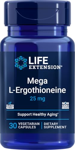 Life Extension Mega L-Ergothioneine 25 mg, Aminoácido Antioxidante para el Envejecimiento Saludable, Libre de Gluten, No GMO, Vegetariano, 30 Cápsulas - imagen 3