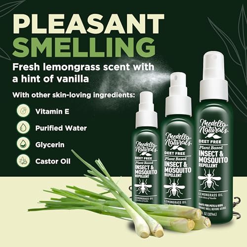 Repelente de Insectos y Mosquitos Sin DEET - Paquete de Viaje (2, 4, 8oz) - Repelente Aromático con Aceite de Hierba Limón, Seguro para Mascotas y - imagen 4