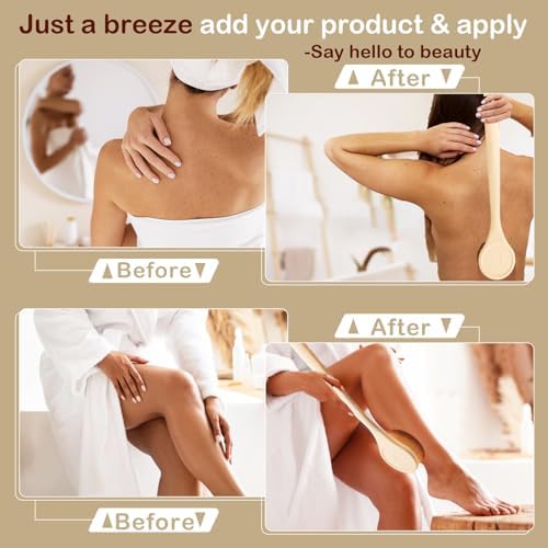 Aplicador de Loción para Espalda y Pies, Mango Largo Curvo, Aplicador de Protector Solar para Niños y Mujeres, Cerdas Ultra Suaves, Beige - imagen 4