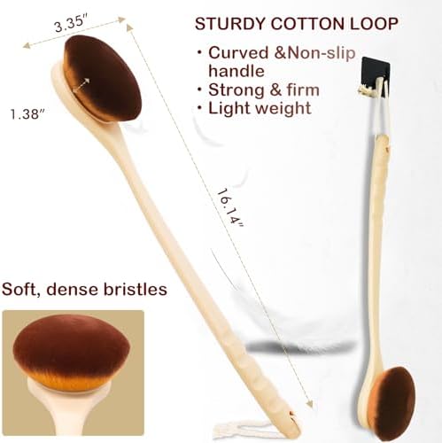 Aplicador de Loción para Espalda y Pies, Mango Largo Curvo, Aplicador de Protector Solar para Niños y Mujeres, Cerdas Ultra Suaves, Beige - imagen 6