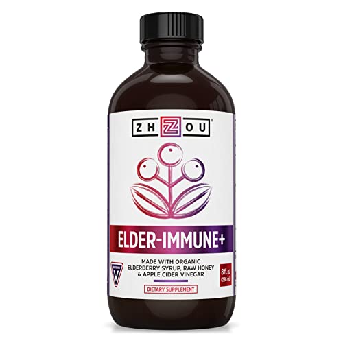 Jarabe Elder-Mune+ de Zhou Nutrition - Jarabe Orgánico de Saúco Negro para Adultos, Elixir de Soporte Inmunológico con Vinagre de Sidra de Manzana y - imagen 2