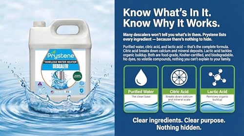 Desincrustante para Calentadores de Agua Sin Tanque Prystene — Solución Líquida de 32 oz para Desincrustar y Limpiar — Elimina Sarro, Restaura - imagen 6
