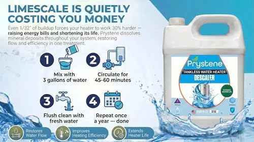 Desincrustante para Calentadores de Agua Sin Tanque Prystene — Solución Líquida de 32 oz para Desincrustar y Limpiar — Elimina Sarro, Restaura - imagen 7