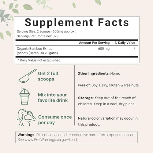 Polvo de Extracto de Bambú Orgánico Micro Ingredients, 8oz (378 Porciones) | Suplementos de Sílice y Minerales de Planta de Bambú | Extracto Natural - imagen 3