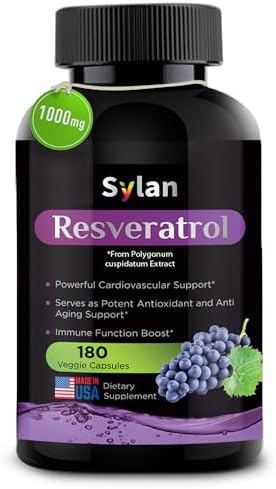 Suplemento de Resveratrol SYLAN, 1000mg, 180 Cápsulas Veganas, Antioxidante, Apoya Corazón, Articulaciones, Cerebro, Inmunidad y Antienvejecimiento, - imagen 1