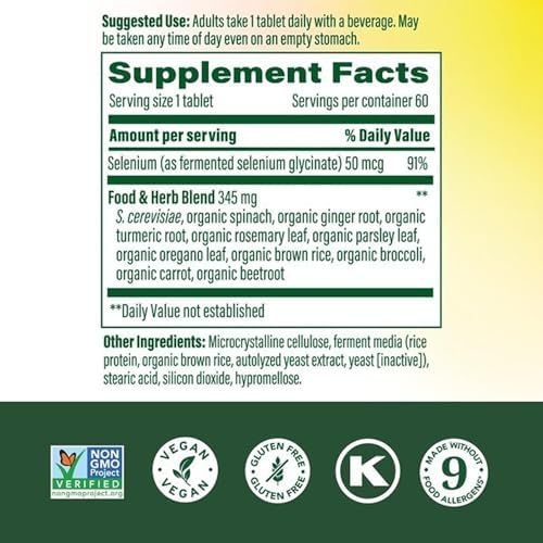 MegaFood Selenio - 50 mcg - Suplemento con Mezcla de Alimentos y Hierbas - Apoyo Inmunológico - Vegano, Sin OGM - Sin 9 Alergenos Alimentarios - 60 - imagen 2