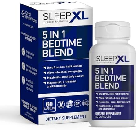 Suplemento para Dormir SleepXL - Fórmula No Adictiva para Dormir Más Rápido y Mejor - 5 Ingredientes Clave: Melatonina, L-Teanina, Manzanilla, - imagen 1