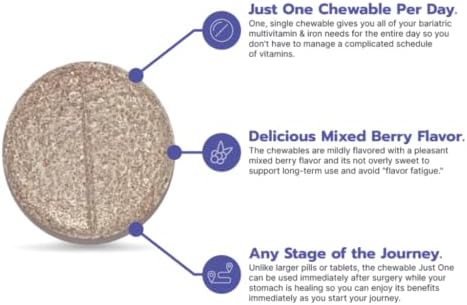 Bari Life Just One Chewable: Multivitamínico y Hierro Bariátrico, Toma Diaria - imagen 4