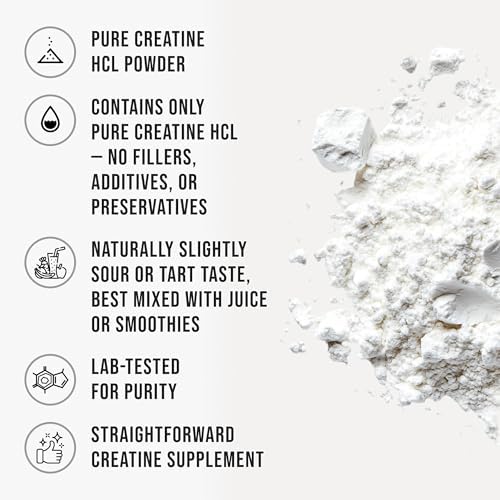 Creatina HCL en Polvo Sin Sabor - Suplemento para Hombres y Mujeres, 9 oz (255 g) - Apoya Fuerza Muscular, Energía y Hidratación Celular - imagen 3