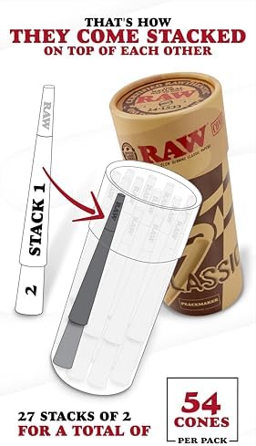 Conos RAW Peacemaker Clásicos | Paquete de 54 | Más grandes que el tamaño King - 100% Naturales, Veganos y Pre-enrollados para tu comodidad - imagen 2