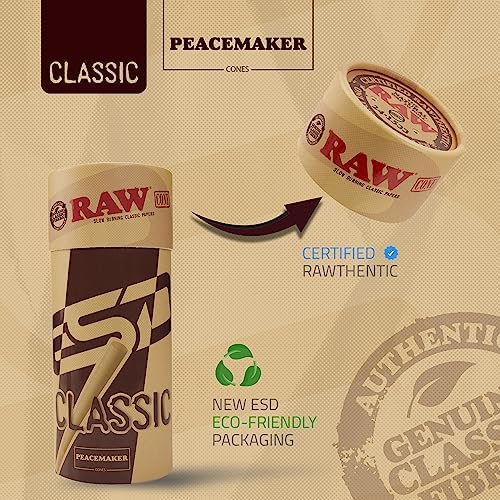 Conos RAW Peacemaker Clásicos | Paquete de 54 | Más grandes que el tamaño King - 100% Naturales, Veganos y Pre-enrollados para tu comodidad - imagen 3