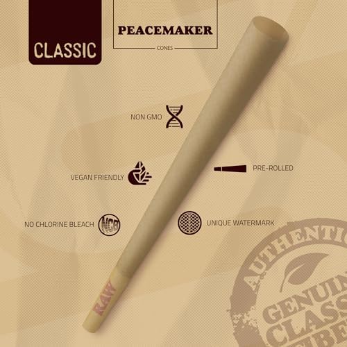 Conos RAW Peacemaker Clásicos | Paquete de 54 | Más grandes que el tamaño King - 100% Naturales, Veganos y Pre-enrollados para tu comodidad - imagen 4