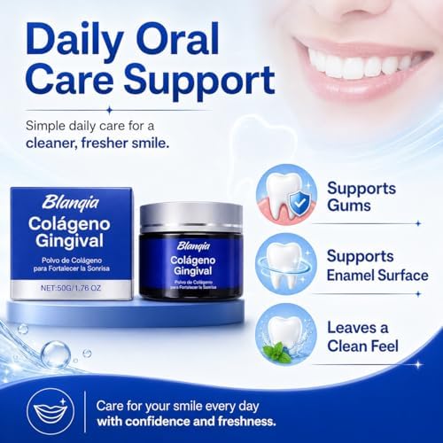 Polvo Dental Blanqia de Colágeno para Encías y Dientes, Polvo de Hidroxiapatita Sin Flúor, Cuidado Oral de Menta para Esmalte y Soporte Diario de - imagen 3