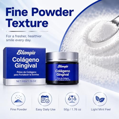 Polvo Dental Blanqia de Colágeno para Encías y Dientes, Polvo de Hidroxiapatita Sin Flúor, Cuidado Oral de Menta para Esmalte y Soporte Diario de - imagen 5