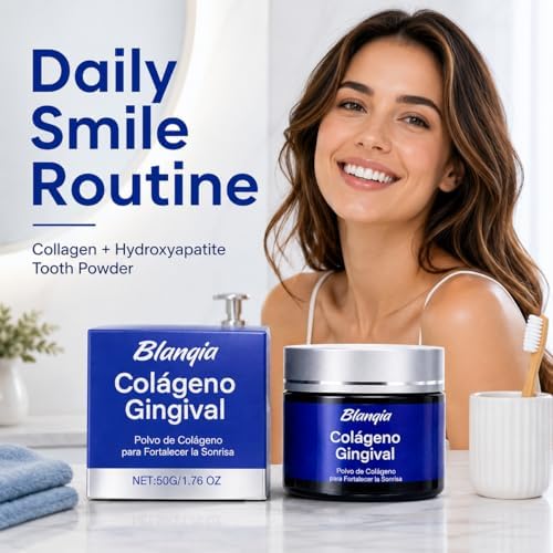 Polvo Dental Blanqia de Colágeno para Encías y Dientes, Polvo de Hidroxiapatita Sin Flúor, Cuidado Oral de Menta para Esmalte y Soporte Diario de - imagen 7