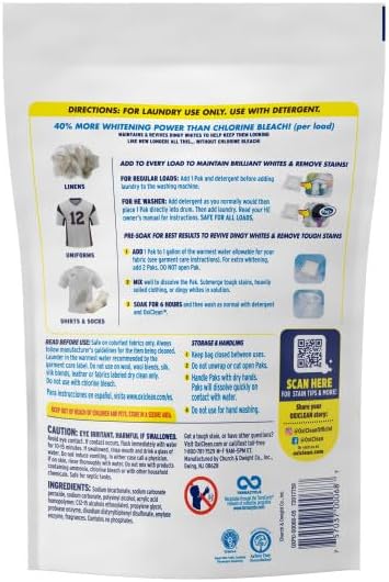 OxiClean Blanqueador y Quitamanchas para Ropa Blanca, Seguro para Colores, Paquete de 24 Cápsulas (Paquete de 3), Libre de Cloro - imagen 3