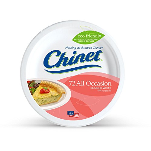 Platos de Fibra Redondos Chinet Clásicos Blancos para Todas las Ocasiones, 8.75 Pulgadas, Paquete de 72 - imagen 1