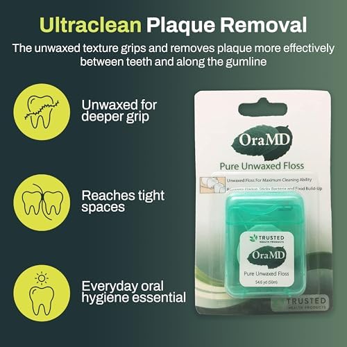Hilo Dental OraMD Sin Cera 54.6 Yardas - Libre de PFAS y Químicos, Resistente al Desgarro - Sin Fragancia, Limpieza Ultraclean - Protección para - imagen 3