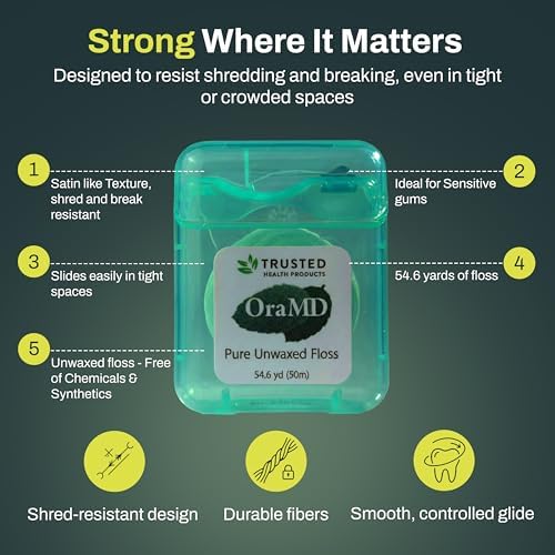 Hilo Dental OraMD Sin Cera 54.6 Yardas - Libre de PFAS y Químicos, Resistente al Desgarro - Sin Fragancia, Limpieza Ultraclean - Protección para - imagen 5