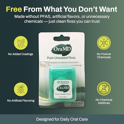 Hilo Dental OraMD Sin Cera 54.6 Yardas - Libre de PFAS y Químicos, Resistente al Desgarro - Sin Fragancia, Limpieza Ultraclean - Protección para - imagen 6
