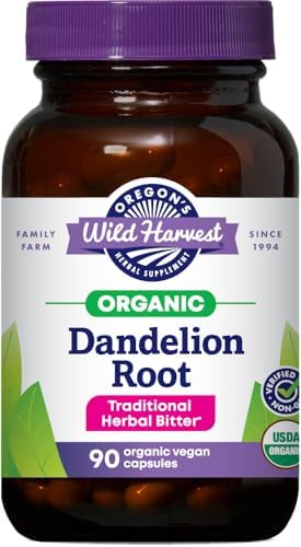 Suplemento Orgánico de Raíz de Diente de León de Oregon's Wild Harvest | Amargo Herbal Tradicional, 90 Cápsulas Veganas - imagen 1