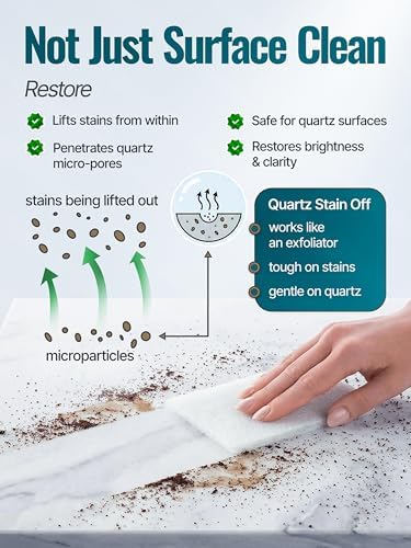 Crema Limpiadora y Quitamanchas para Encimeras de Cuarzo Quartz Stain Off | Elimina manchas de café, agua, grasa y alimentos | No abrasiva y sin - imagen 3