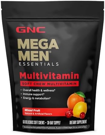 GNC Mega Men Multivitamínico Masticable para Hombres | Apoyo Energético y Metabólico | Sin Gluten | Sabor Frutas Mixtas | 60 Unidades - imagen 1