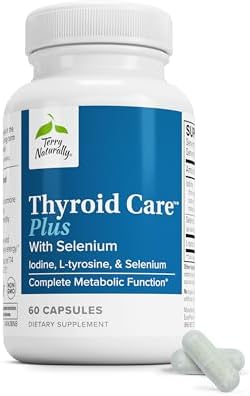 Terry Naturally Cuidado de Tiroides Plus - Yodo + L-Tirosina, 60 Cápsulas - Suplemento para la Tiroides con Selenio, Promueve Energía y Metabolismo - - imagen 1