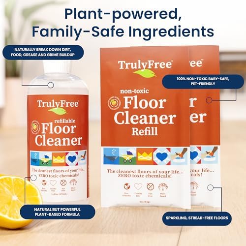 Kit de Limpiador de Piso Truly Free - Solución de Limpieza a Base de Plantas - Limpiador Multiuso para Madera, Cerámica, Concreto (Botella - imagen 3