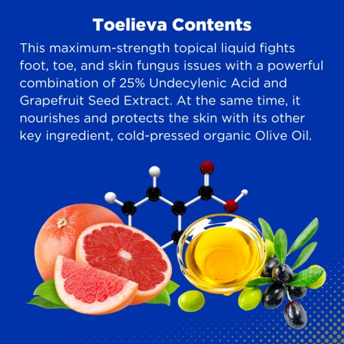 Baar Products - Solución Líquida Antifúngica Toelieva - 25% Ácido Undecilénico, Aceite de Oliva Orgánico, Extracto de Semilla de Pomelo - Máxima - imagen 8