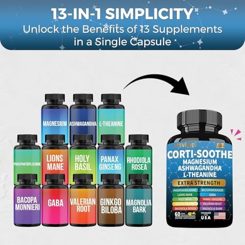 Suplemento Corti-Soothe para el Control del Cortisol en Hombres y Mujeres con Magnesio Glicinato, L-Teanina y Fosfatidilserina - Apoyo para el Sueño - imagen 4