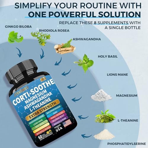 Suplemento Corti-Soothe para el Control del Cortisol en Hombres y Mujeres con Magnesio Glicinato, L-Teanina y Fosfatidilserina - Apoyo para el Sueño - imagen 7