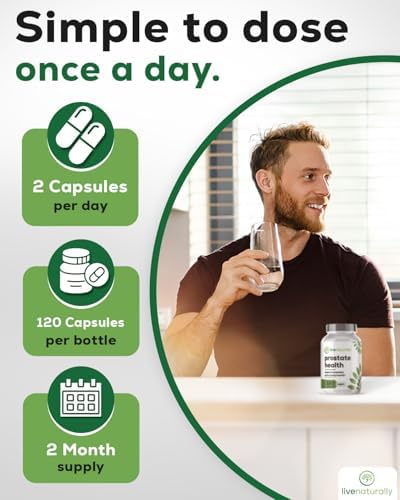 Suplemento para la Salud Prostática Livenaturally para Hombres, Fórmula Avanzada con Saw Palmetto, Semilla de Calabaza, Raíz de Ortiga, Zinc, Selenio - imagen 7