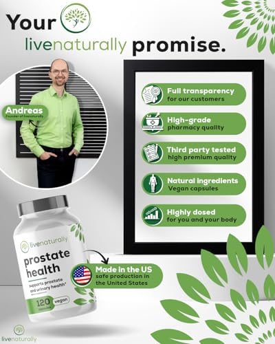 Suplemento para la Salud Prostática Livenaturally para Hombres, Fórmula Avanzada con Saw Palmetto, Semilla de Calabaza, Raíz de Ortiga, Zinc, Selenio - imagen 8