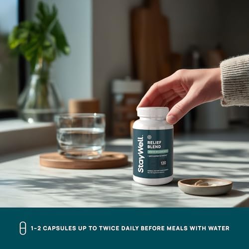 Stay-Well Naturals Alivio del Dolor - Extracto de Corteza de Sauce Blanco, Garra del Diablo, Cúrcuma, Boswellia, Bromelina y Jengibre - Mezcla - imagen 5