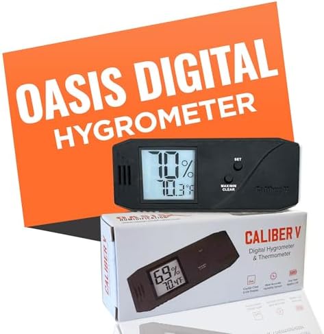 Higrómetro y termómetro digital Oasis Caliber V - Higrómetro delgado con sensor de humedad para lecturas precisas - Negro - 4 W x 1 H - imagen 1