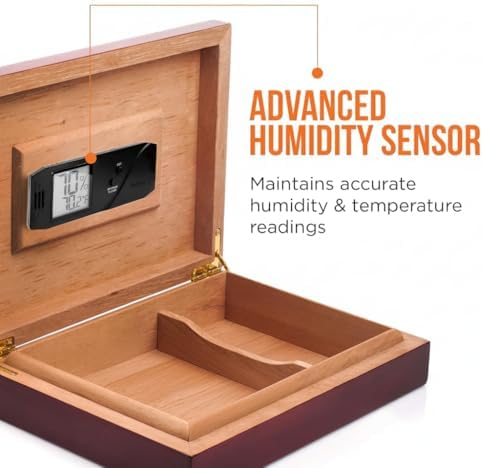 Higrómetro y termómetro digital Oasis Caliber V - Higrómetro delgado con sensor de humedad para lecturas precisas - Negro - 4 W x 1 H - imagen 2