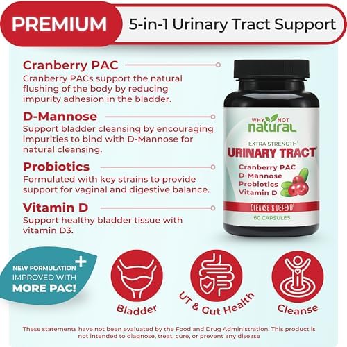 Why Not Natural Pastillas 5 en 1 para UTI con D-Mannosa, Extracto de Arándano PAC, Probióticos y Vitamina D - Fórmula de Salud Urinaria para Mujeres - imagen 2