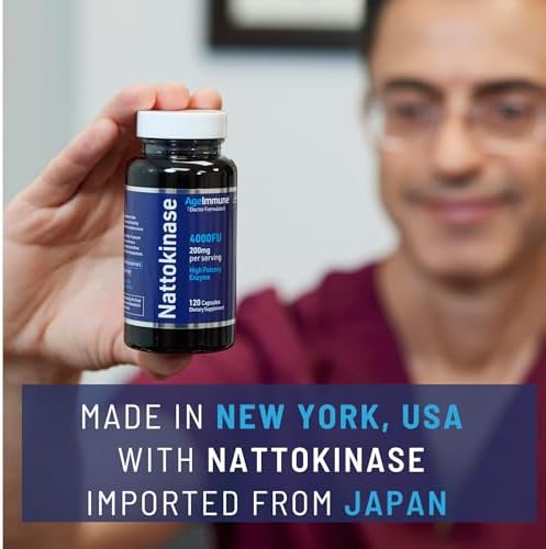Suplemento de Nattokinasa AgeImmune 4000 FU 200mg - Enzima para el Corazón 120 Cápsulas - Derivado de Natto Japonés - Hecho en EE. UU. Sin Estearato - imagen 4
