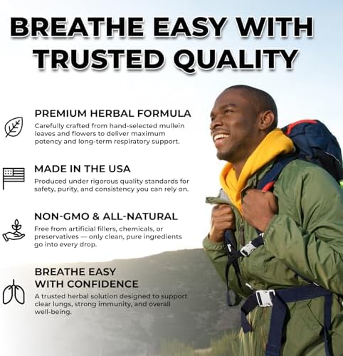 Gotas de Mullein Inhale – Extracto Orgánico de Hoja de Mullein para Limpieza Pulmonar y Broncial | Alivio de Mucosidad y Soporte Respiratorio | Para - imagen 4